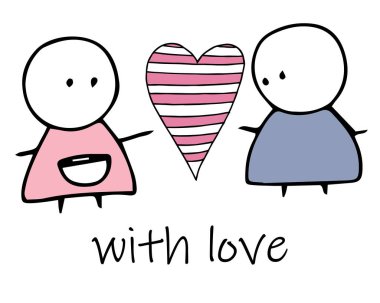 Sevgililer Günü tebrik kartı için şirin bir erkek tasarımı. El çizimi bir resim. Poster, kartpostal, eşyalar, kapak, dekupaj.