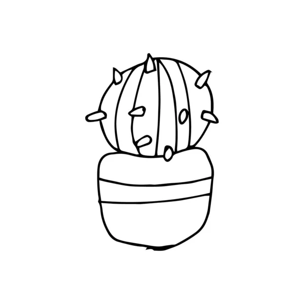 Lindo Cactus Una Olla Ilustración Vectorial Dibujada Mano Para Ropa — Vector de stock