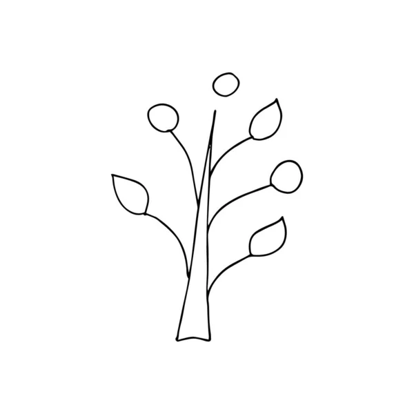 Einen Einzigen Einfachen Baum Vektor Illustration Von Hand Gezeichnet Für — Stockvektor