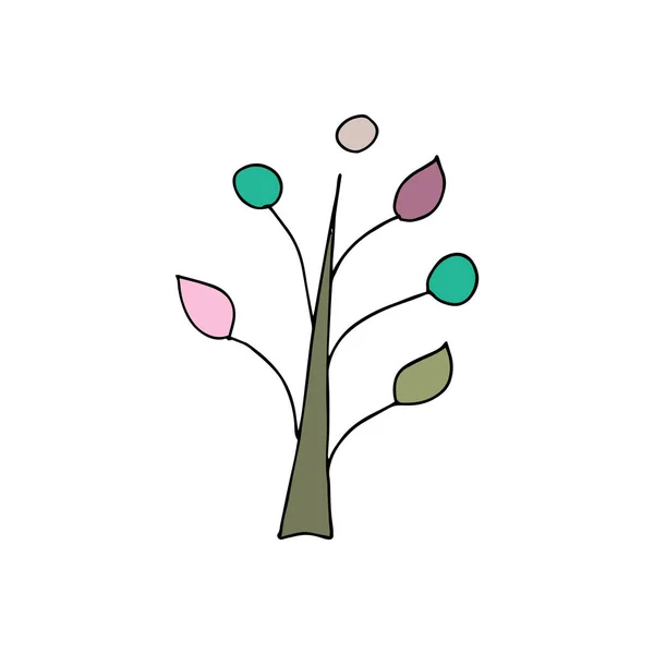 Einen Einzigen Einfachen Baum Vektor Illustration Von Hand Gezeichnet Für — Stockvektor