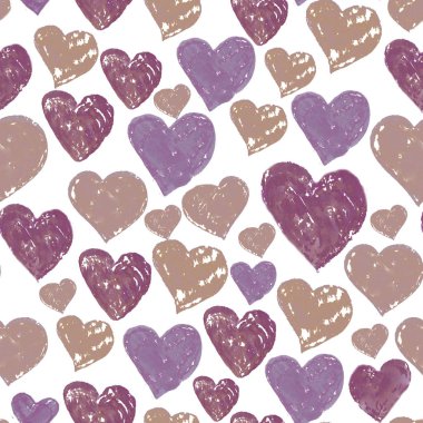 Kalplerin kusursuz deseni. Suluboya arka plan elle çizilmiş. Paketleme tasarımı, kartpostallar, kumaşlar, tekstil, kartpostallar