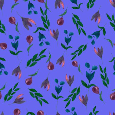 Kusursuz çiçek deseni. Suluboya Botanik Çizim. El çizimi. Duvar kağıdı, kapak, kartpostal, poster, dekupaj, kumaş, tekstil tasarımlarında kullanım için