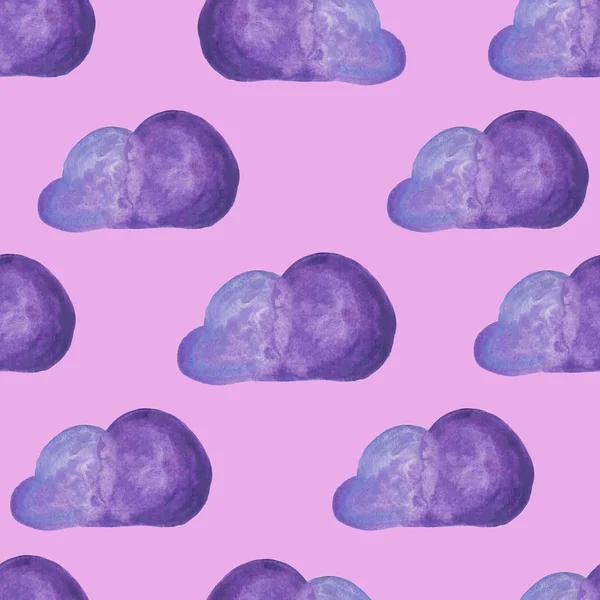 Seamless Pattern Clouds Watercolor Drawing Hand Design Clothes Fabrics Canvas — Stock Photo, Image