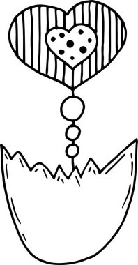 Paskalya tatili için tek güzel resim. Yumurtanın kabuğundaki kalpler. El yapımı çizimler. Kapak tasarımı, poster, poster, dekupaj, kartpostal gibi şeylerde kullanılabilir..