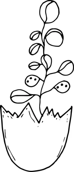Один Симпатичный Рисунок Празднику Пасхи Цветок Яичной Скорлупе Ручные Рисунки — стоковый вектор