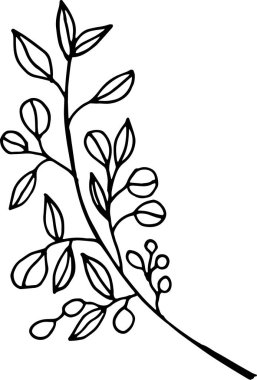 Sevimli tek çiçek. Giysi, poster, tekstil, kumaş, tebrik kartı, kapak ve dekupaj için elle çizilmiş vektör çizimi. İskandinav tarzı.