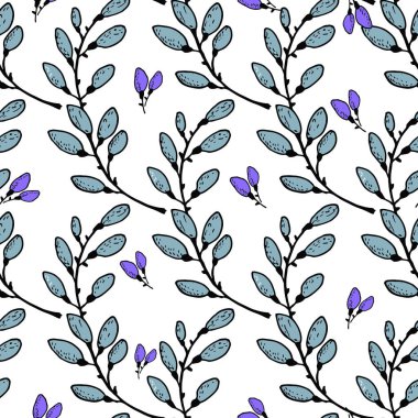 Sevimli çiçek deseni. Çocuk kıyafetleri, poster, tekstil, kumaş, kapak, ambalaj kağıdı için elle çizilmiş vektör çizimi. İskandinav tarzı.