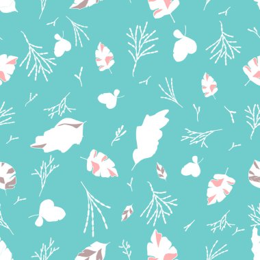 Dalların kusursuz deseni. Elle çizilen vektör. Örtülerin, kumaşların, eşyaların, tekstil ve posterlerin tasarımı için..