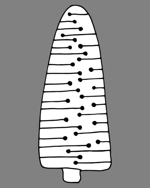 Stökigt Konturträd Med Prickar Och Ränder — Stock vektor