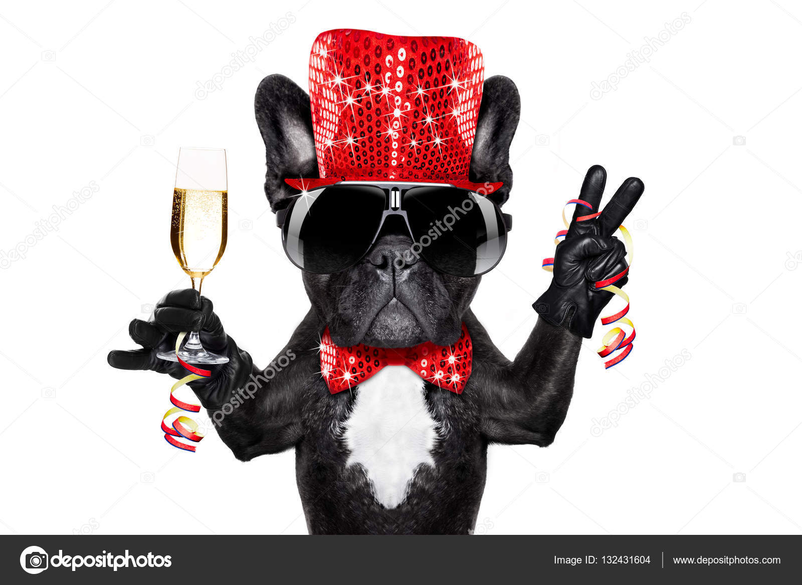 Bonne année celberation chien image libre de droit par damedeeso © 132431604