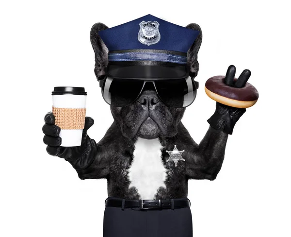 Dog police policeman with stop sign — Stock Photo, Image