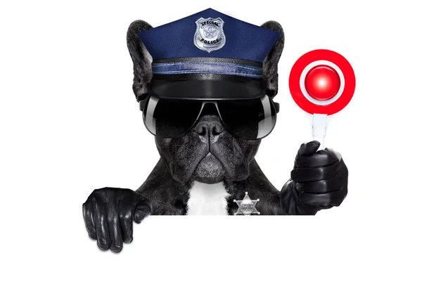 Policial cão com sinal de stop — Fotografia de Stock