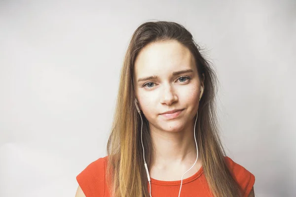 Mujer con auriculares — Foto de Stock