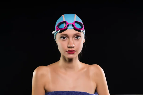 Young woman swimmer worried — Stock Photo, Image