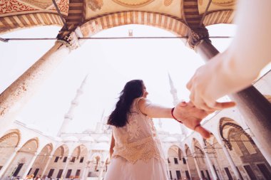 Onu adam onu takip etmek isteyen kadın turkey,Istanbul.Follow Mavi Cami önünde beni kavramı tatil