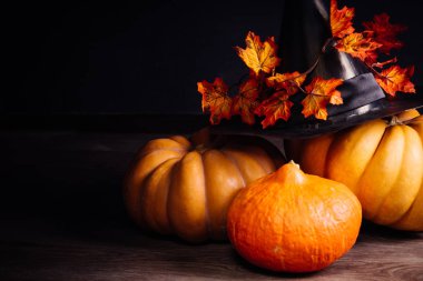 Cadılar Bayramı için dekore edilmiş bir kaç küçük kabak