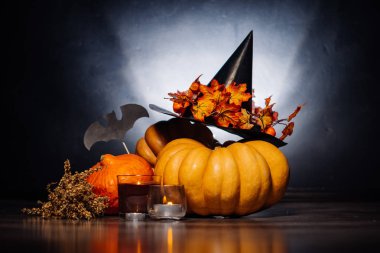 Cadılar Bayramı için dekore edilmiş bir kaç küçük kabak