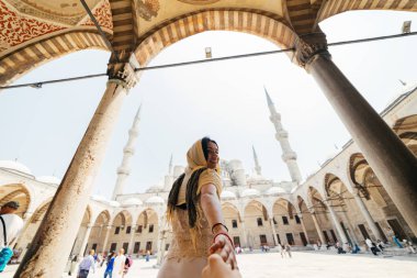 Onu adam onu takip etmek isteyen kadın turkey,Istanbul.Follow Mavi Cami önünde beni kavramı tatil