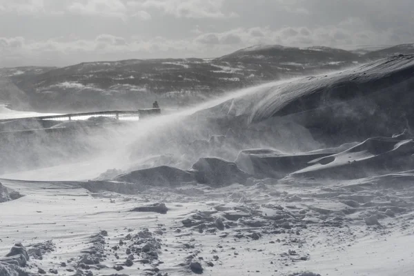 Långt i det kalla norr rasande snöiga blizzard — Stockfoto