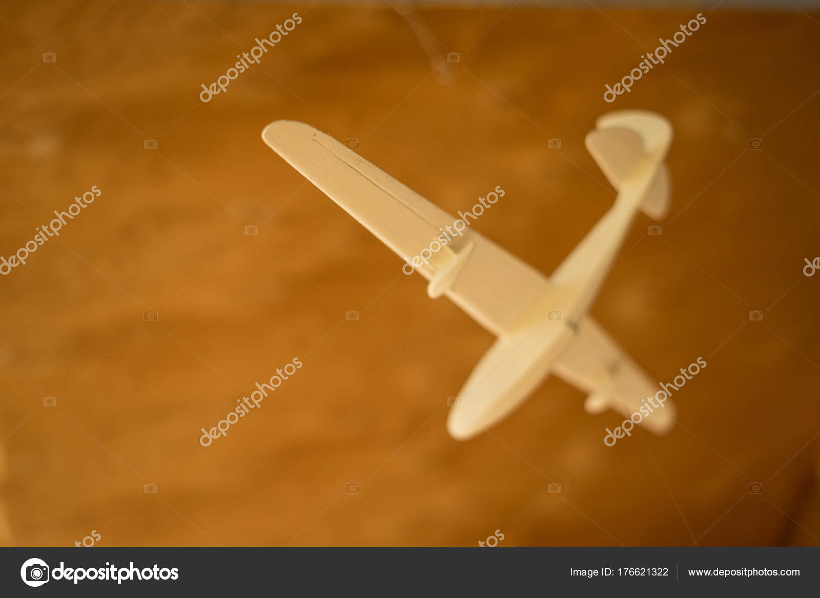 Under The Ceiling Hangs A Toy White Plane Stock Photo C Mne Len