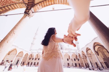 Onu adam onu takip etmek isteyen kadın turkey,Istanbul.Follow Mavi Cami önünde beni kavramı tatil