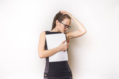 Kızgın üzgün genç kadın işçi, teen, studenr