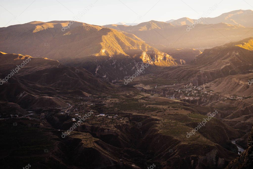 inspiring nature, Caucasian mountains in the morning sun