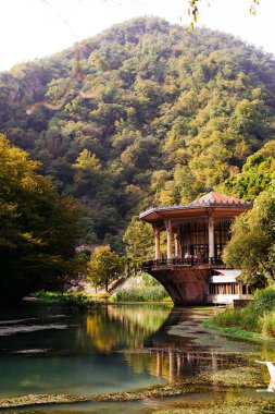 Yeşil dağ arka plan üzerinde güzel nehir