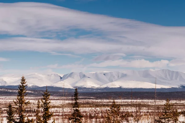 karla kaplı alan yüksek kış dağlar arka planda