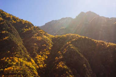 güneşli bir günde yüksek güzel, Yeşil dağlar