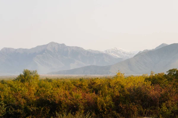 sihirli doğa ilham verici, yüksek dağlar beyaz kar, sınırsız yeşil ormanlar ile kaplı