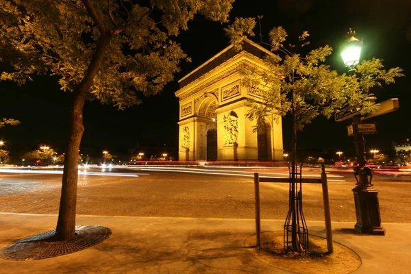 Principios Otoño París Vista Nocturna Del Arco Del Triunfo París — Foto de Stock