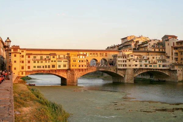 Yaz Talya Florence Panoramik Şehir Ponte Vecchio — Stok fotoğraf