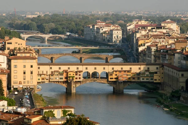 Yaz Talya Florence Panoramik Şehir Ponte Vecchio — Stok fotoğraf
