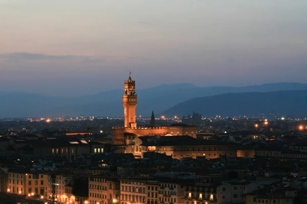 Zomer Nacht Italië Florence Panoramisch Uitzicht Stad — Stockfoto