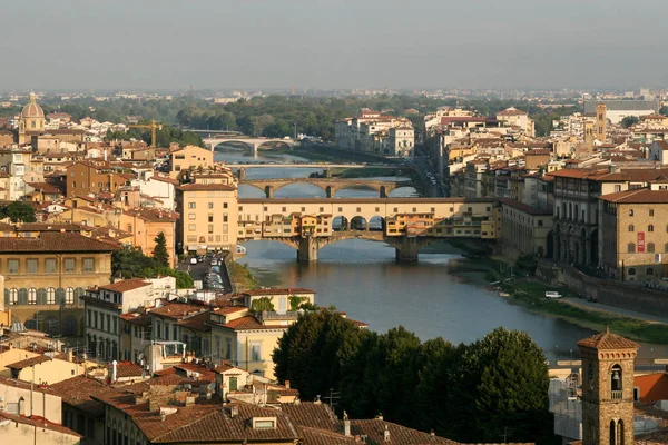Létě Itálie Florencie Panoramatický Pohled Město Ponte Vecchio — Stock fotografie