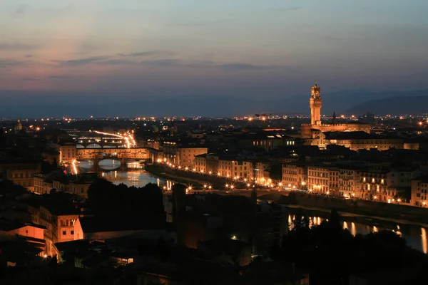 Létě Noc Itálie Florencie Panoramatický Pohled Město — Stock fotografie