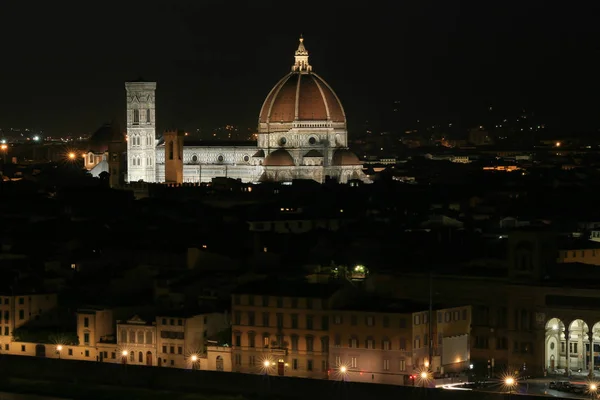 Zomer Nacht Italië Florence Panoramisch Uitzicht Stad Cattedrale Santa Maria — Stockfoto