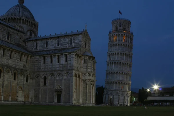 Yaz Talya Pisa Pisa Cathedral Pisa Kulesi Gece Görünümü — Stok fotoğraf