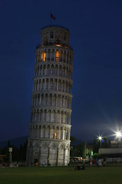 Yaz Talya Pisa Pisa Cathedral Pisa Kulesi Gece Görünümü — Stok fotoğraf