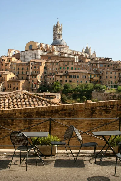 Estate Italia Sienna Street Cafe Veduta Della Città — Foto Stock