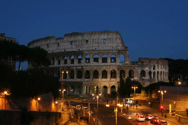 Sommaren Italien Rome Natt Utsikt Över Colosseum — Stockfoto