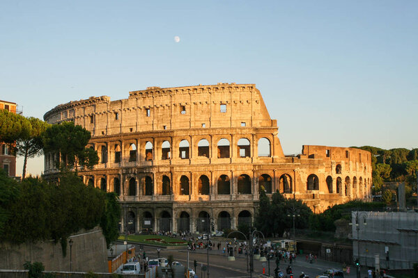 Summer. Italy. Rome. Evening view of the Colosseum