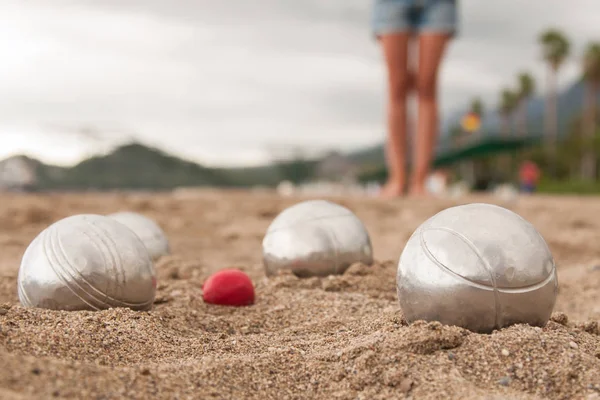 해변입니다 게임입니다 모래에 — 스톡 사진