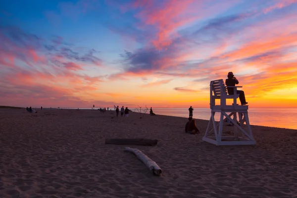 迷人的日落美景，在空旷的海滩，鳕鱼，美国 — 图库照片