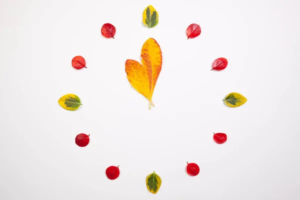 Clock of autumn leafs — Stock Photo, Image