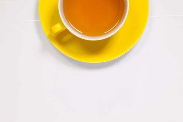 Perfect cup of tea on white wooden table — Stock Photo, Image