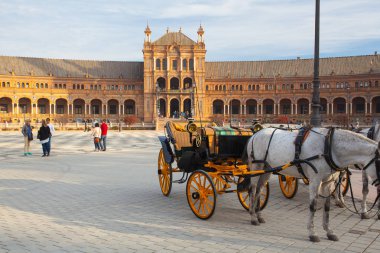 Görünüm Plaza de Espana kompleks, Sevilla, İspanya