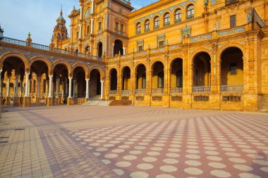 Görünüm Plaza de Espana kompleks, Sevilla, İspanya