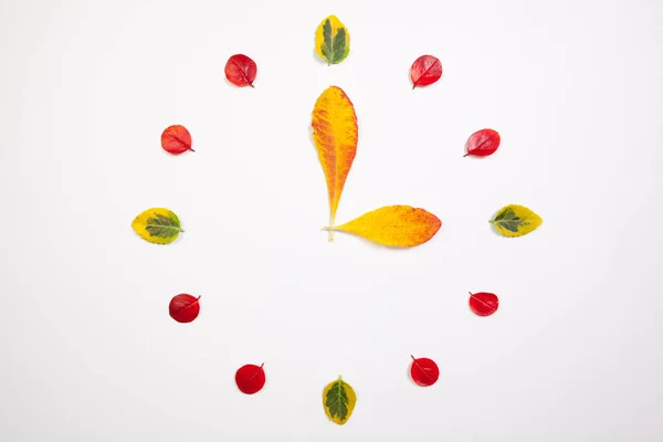 Clock of autumn leafs — Stock Photo, Image